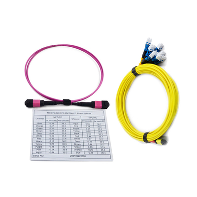購入 MPOのジャンパー繊維ケーブルのメス コネクタ10mの低い挿入損失への3.0mm 100G MPO online manufacture