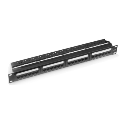 メタル RJ45 イーサネットパッチパネル シールド Cat5e/Cat6/Cat6a/Cat7 黒 1U 2U ケーブル管理