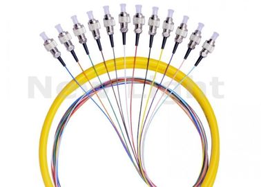 データ伝送のためのFC UPC 12の中心のファン・アウト繊維光学のピグテールの単一モードの単信