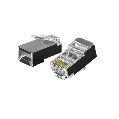 高性能 CAT6 モジュラルのプラグ - 50U ゴールド,フラークパス,透明&タングルフリー