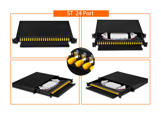 FTTH FTTB FTTX ネットワーク用の 12 X LC/SC/FC/ST アダプタ付きの 19 インチラックマウントシングルモード光ファイバーパッチパネル